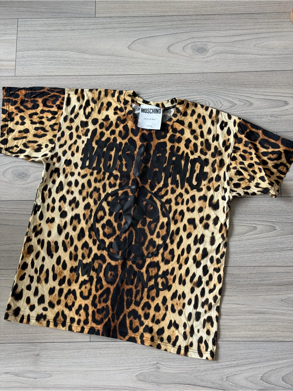 Moschino Kids Leopard Print Tee in Brown and Black
